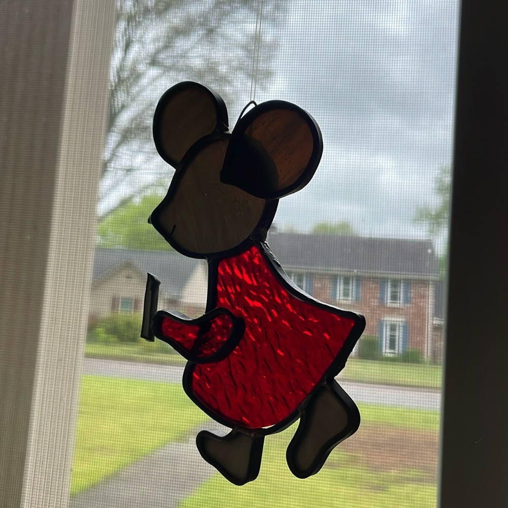 Vintage stained glass mouse
